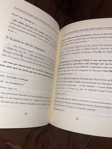 La Croyance des 4 Imams Aboū Hanīfa, Mālik, Ash-Shāfi’i et Ahmad